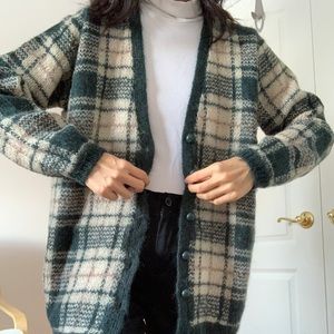 Vintage Wool Plaid Cardigan